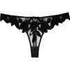 Fleur Du Mal Lily Embroidered Hipster Thong In Black