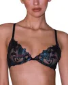 Fleur Du Mal Lily Embroidered Plunge Demi Bra In Fall Plaid