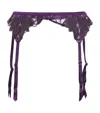 Fleur Du Mal Lily Embroidered Suspender Belt In Purple