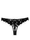 Fleur Du Mal Lily Embroidery Thong In Black