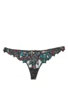 Fleur Du Mal Lily Embroidered Thong In Patterned Black