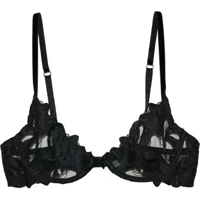 FLEUR DU MAL FLEUR DU MAL LILY EMBROIDERED UNDERWIRE PLUNGE DEMI BRA