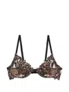 Fleur Du Mal Lily Embroidery Plunge Demi Bra In Brown