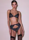 Fleur Du Mal Lily Embroidery Garter Belt In Fall Plaid