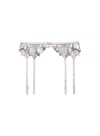 Fleur Du Mal Lily Embroidery Garter Belt In Silver
