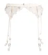 Fleur Du Mal White Gardenia Garter Belt In White