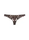 Fleur Du Mal Lily Embroidery Hipster Thong In Brown