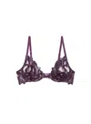 Fleur Du Mal Lily Embroidery Plunge Demi Bra In Purple