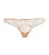 Fleur Du Mal Lily Satin-trimmed Embroidered Stretch-tulle Thong In White