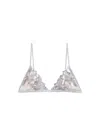 Fleur Du Mal Lily Embroidery Triangle Bra In Silver