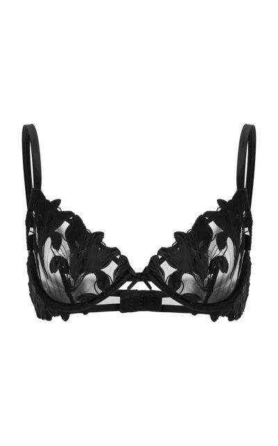 Fleur Du Mal Lily Plunge Demi Bra In Black
