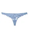 Fleur Du Mal Lily Embroidered Hipster Thong In Denim