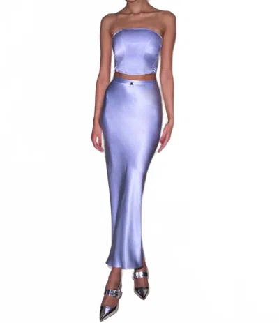 Fleur Du Mal Long Silk Bias Skirt In Pastel Sky In Purple