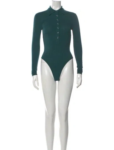 Pre-owned Fleur Du Mal Long Sleeve Bodysuit In Green