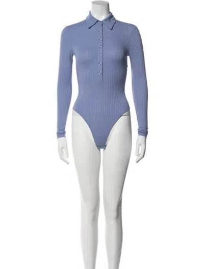Pre-owned Fleur Du Mal Long Sleeve Bodysuit W/ Tags In Blue