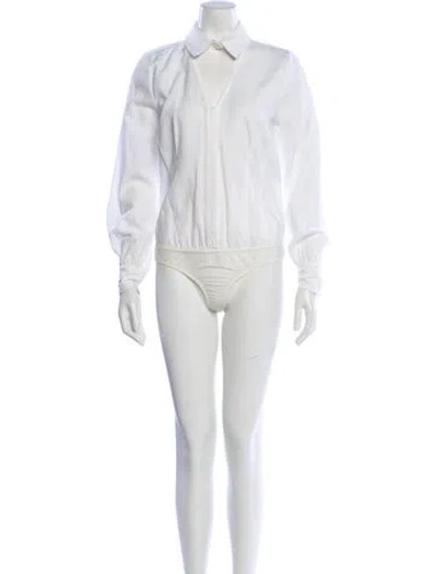Pre-owned Fleur Du Mal Long Sleeve Bodysuit In White