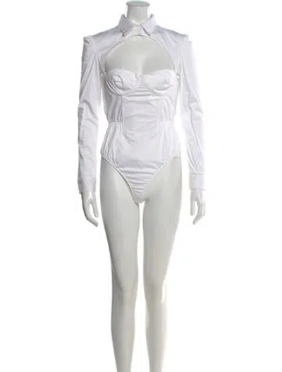 Pre-owned Fleur Du Mal Long Sleeve Bodysuit In White