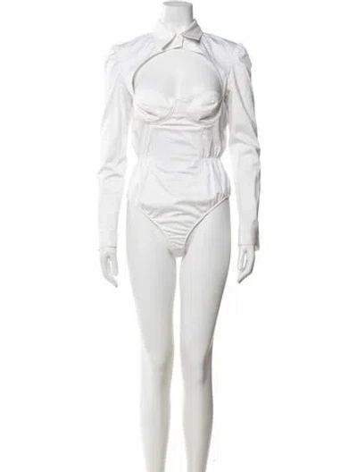 Pre-owned Fleur Du Mal Long Sleeve Bodysuit In White