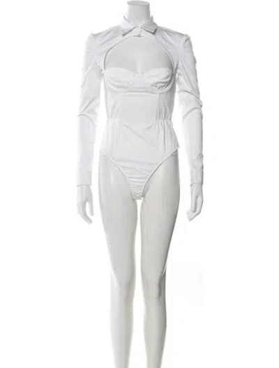Pre-owned Fleur Du Mal Long Sleeve Bodysuit In White