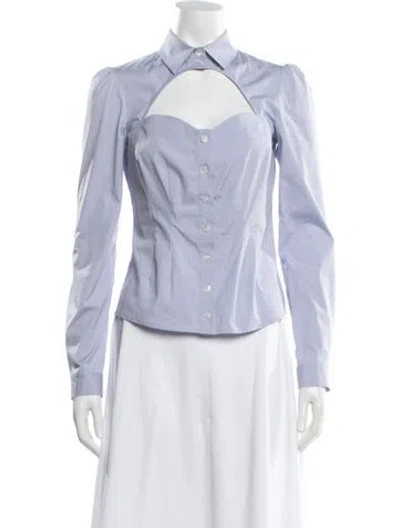 Pre-owned Fleur Du Mal Long Sleeve Button-up Top In Blue
