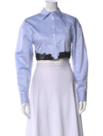 Pre-owned Fleur Du Mal Long Sleeve Button-up Top In Blue