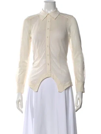 Pre-owned Fleur Du Mal Long Sleeve Button-up Top In Neutral