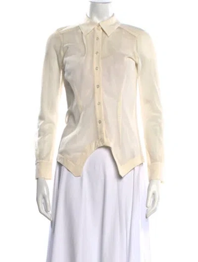Pre-owned Fleur Du Mal Long Sleeve Button-up Top In Neutrals