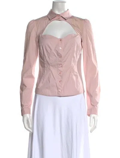 Pre-owned Fleur Du Mal Long Sleeve Button-up Top In Pink