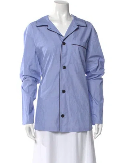 Pre-owned Fleur Du Mal Long Sleeve Button-up Top W/ Tags In Blue