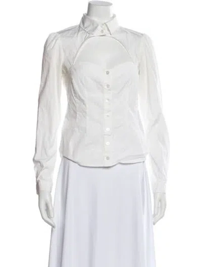 Pre-owned Fleur Du Mal Long Sleeve Button-up Top In White