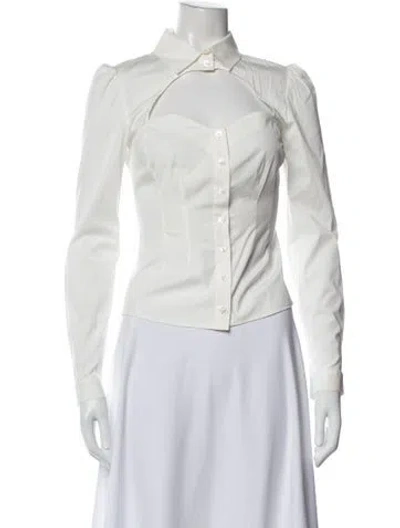 Pre-owned Fleur Du Mal Long Sleeve Button-up Top In White