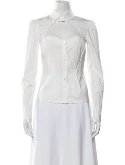 Pre-owned Fleur Du Mal Long Sleeve Button-up Top In White