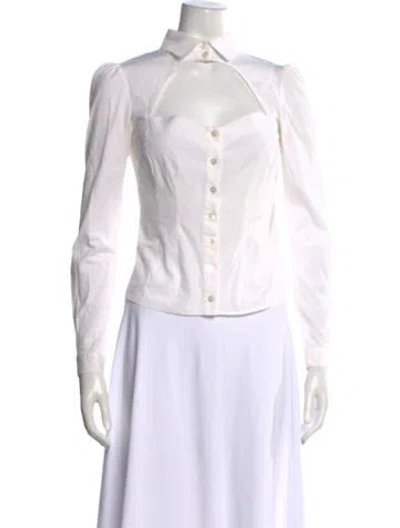 Pre-owned Fleur Du Mal Long Sleeve Button-up Top In White
