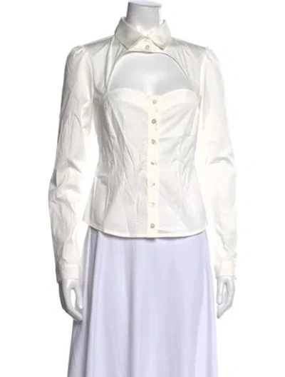 Pre-owned Fleur Du Mal Long Sleeve Button-up Top In White