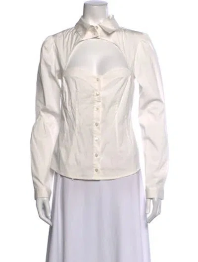 Pre-owned Fleur Du Mal Long Sleeve Button-up Top In White