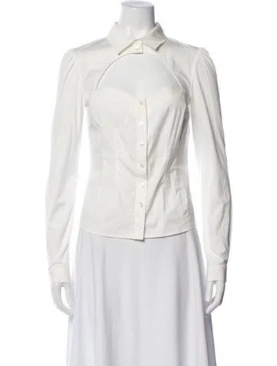 Pre-owned Fleur Du Mal Long Sleeve Button-up Top In White