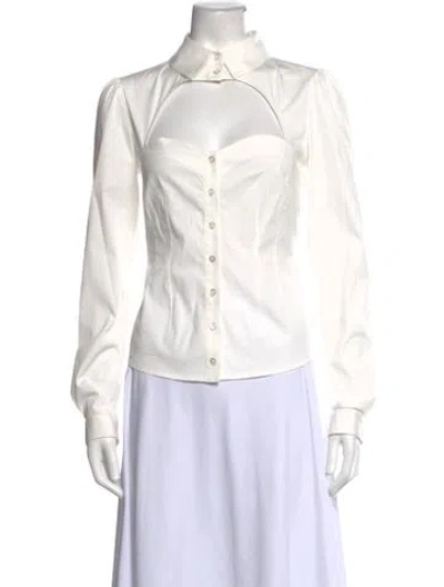 Pre-owned Fleur Du Mal Long Sleeve Button-up Top In White