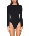 Fleur Du Mal Long Sleeve Corset Bodysuit In Black