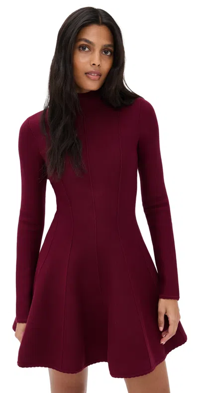 Fleur Du Mal Long Sleeve Flared Corset Dress In Claret In Yellow