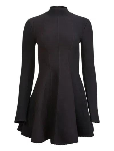 Fleur Du Mal Long Sleeve Flared Corset Dress In Black