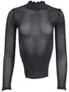 Fleur Du Mal Scalloped Pointelle Knit Top In Black