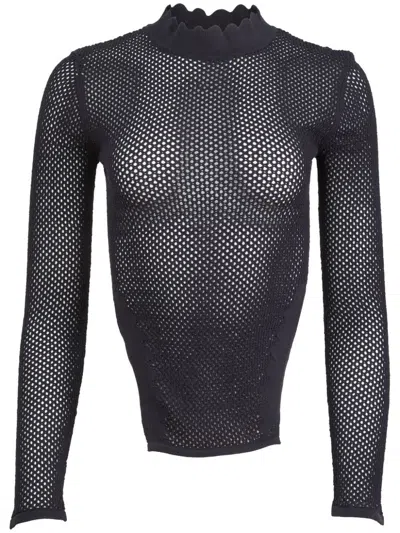 FLEUR DU MAL POINTELLE-KNIT SCALLOPED TOP