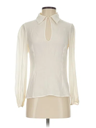 Pre-owned Fleur Du Mal Long Sleeve Silk Top Ivory Keyhole Neckline Tops