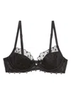 Fleur Du Mal Love Lock Embroidery Half Lined Bra In Black