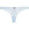 Fleur Du Mal Love Lock Embroidered Thong In Forget Me Not
