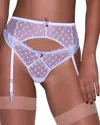 Fleur Du Mal Love Lock Embroidery Garter Belt In Forget Me Not