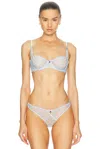 Fleur Du Mal Love Lock Embroidery Balconette Bra In Forget Me Not