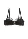 Fleur Du Mal Love Lock Embroidery Half Lined Bra In Black