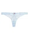 Fleur Du Mal Love Lock Embroidered Thong In Blue