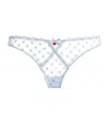 Fleur Du Mal Love Lock Embroidery Thong In Blue